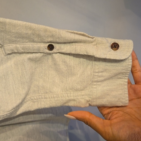 J. Crew White Heathered Chamois Elbow-Patch Botton Down Flannel Cotton Shirt - Picture 10 of 15